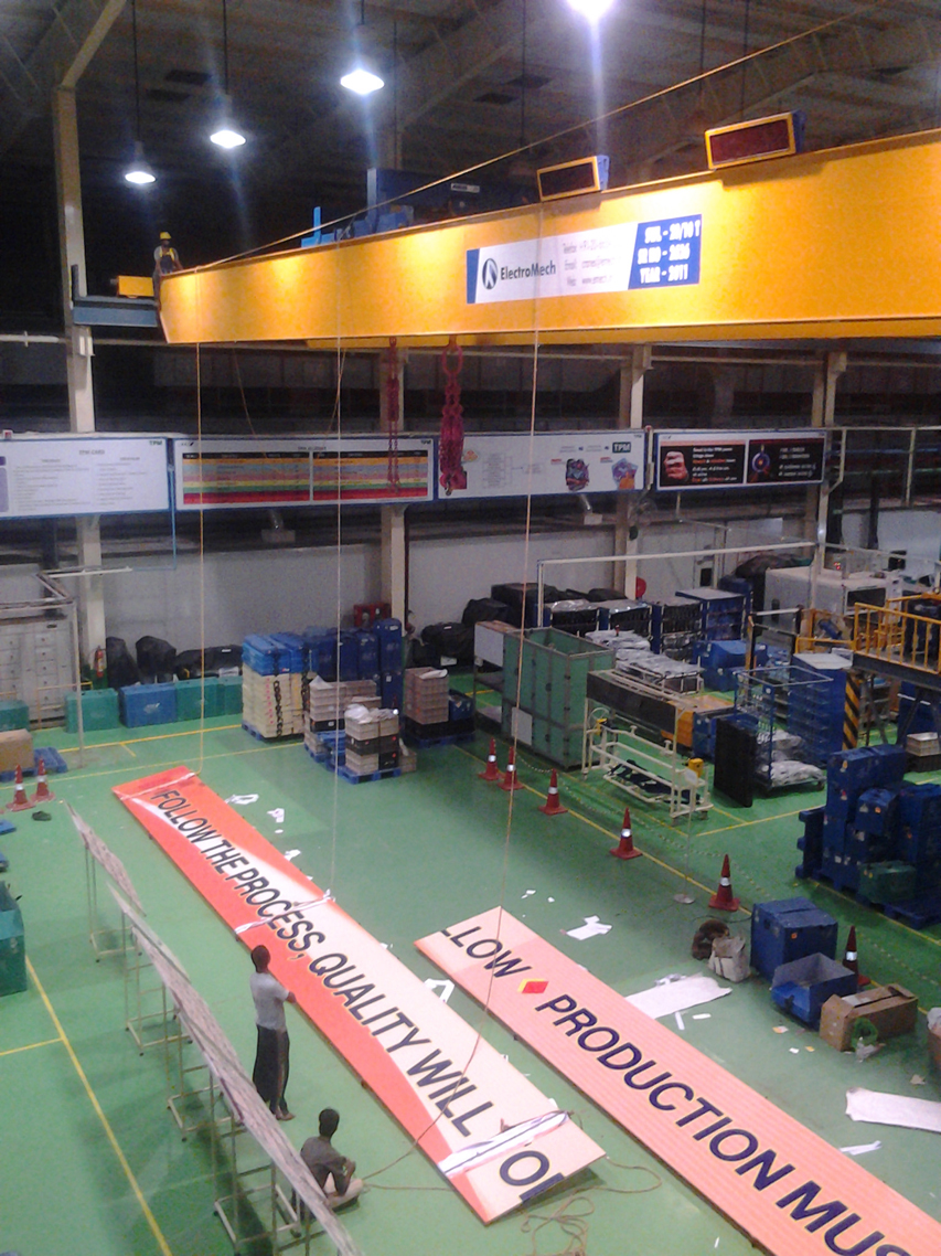 Motherson 80ft Crane Slogan installation